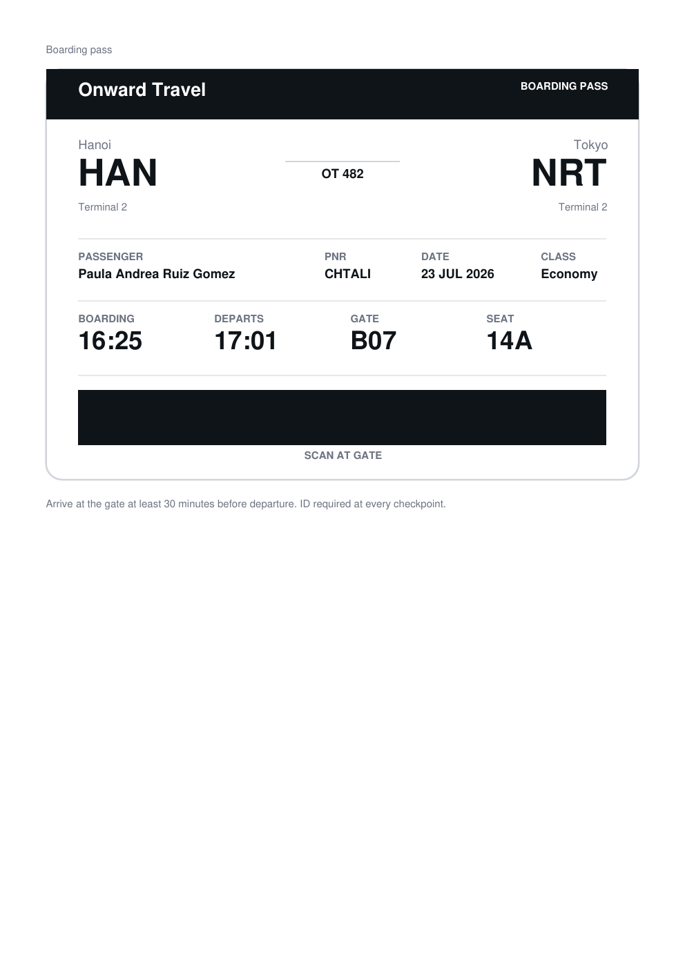 Boarding pass template
