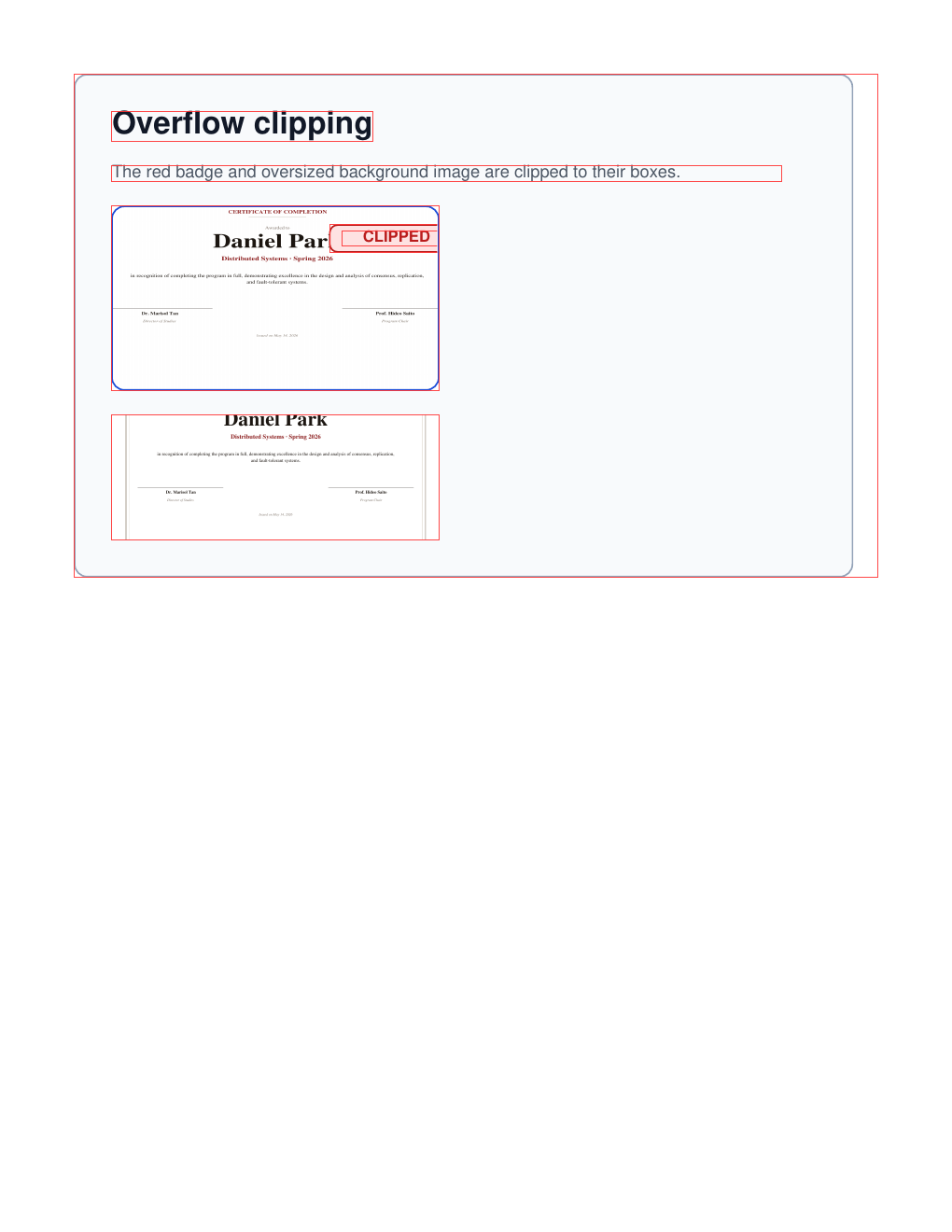 Overflow clipping with absolute overlay and background image