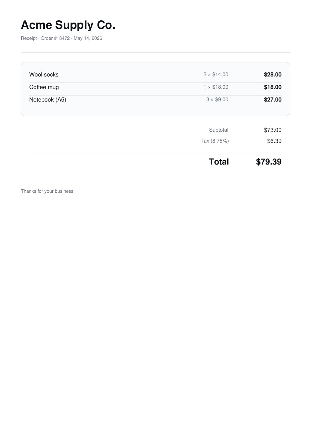 Clean theme. Modern SaaS, soft borders, 8pt rounded corners