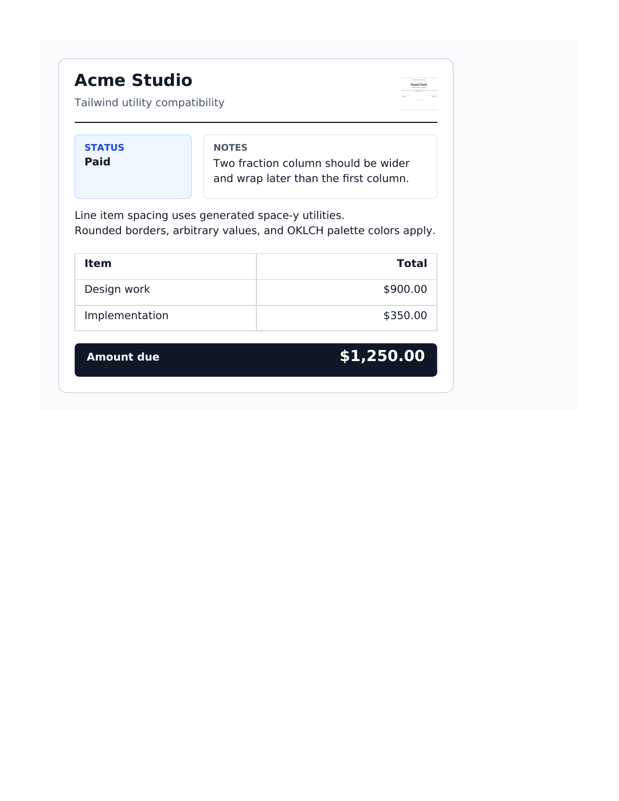 Tailwind utility HTML rendered by boxpdf-html